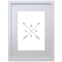 Love and Arrows (Grey, 210 x 297mm, White Frame)