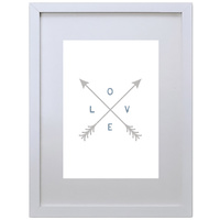 Love and Arrows (Grey-Blue, 210 x 297mm, White Frame)