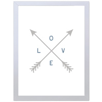 Love and Arrows (Grey-Blue, 297 x 420mm, White Frame)