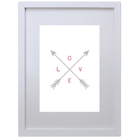 Love and Arrows (Grey-Pink, 210 x 297mm, White Frame)