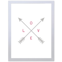 Love and Arrows (Grey-Pink, 297 x 420mm, White Frame)