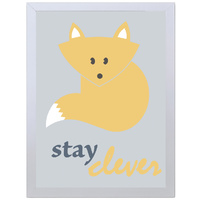 The Fox Stay Clever (Blue, 297 x 420mm, White Frame)