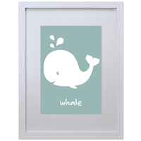 Whale (Blue, 210 x 297mm, White Frame)