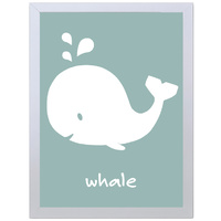 Whale (Blue, 297 x 420mm, White Frame)