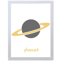 Planet Saturn Space (White, 297 x 420mm, White Frame)