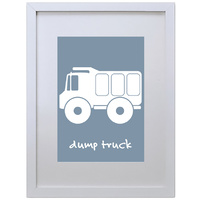 Dump Truck (Blue, 210 x 297mm, White Frame)