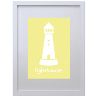 Light House (Yellow, 210 x 297mm, White Frame)