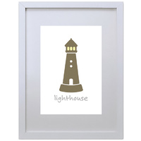 Light House (Brown, 210 x 297mm, White Frame)