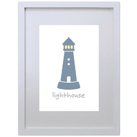 Light House (Blue, 210 x 297mm, White Frame)