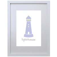 Light House (Purple, 210 x 297mm, White Frame)