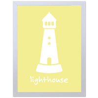 Light House (Yellow, 297 x 420mm, White Frame)