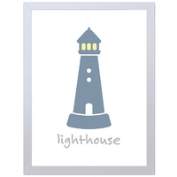 Light House (Blue, 297 x 420mm, White Frame)