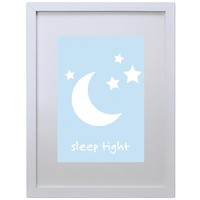 Sleep Tight (Light-Blue, 210 x 297mm, White Frame)