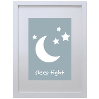 Sleep Tight (Blue, 210 x 297mm, White Frame)