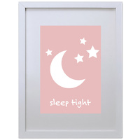 Sleep Tight (Pink, 210 x 297mm, White Frame)