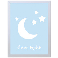 Sleep Tight (Light-Blue, 297 x 420mm, White Frame)