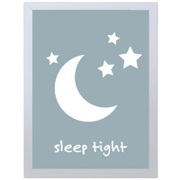 Sleep Tight (Blue, 297 x 420mm, White Frame)