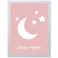 Sleep Tight (Pink, 297 x 420mm, White Frame)