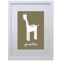 Giraffe (Brown, 210 x 297mm, White Frame)