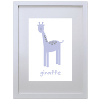 Giraffe (Purple, 210 x 297mm, White Frame)