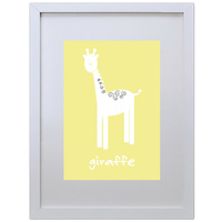 Giraffe (Yellow, 210 x 297mm, White Frame)