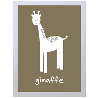 Giraffe (Brown, 297 x 420mm, White Frame)