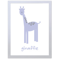 Giraffe (Purple, 297 x 420mm, White Frame)