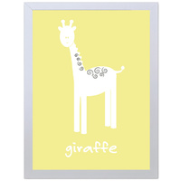 Giraffe (Yellow, 297 x 420mm, White Frame)