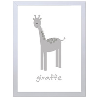 Giraffe (Gray, 297 x 420mm, White Frame)