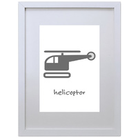 Helicopter (Gray, 210 x 297mm, White Frame)