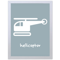 Helicopter (Blue, 297 x 420mm, White Frame)