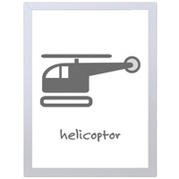 Helicopter (Gray, 297 x 420mm, White Frame)