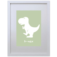 T-Rex Dinosaur (Green, 210 x 297mm, No Frame)