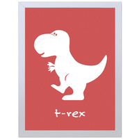 T-Rex Dinosaur (Red, 297 x 420mm, White Frame)