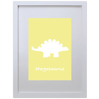 Stegosaurus (Yellow, 210 x 297mm, White Frame)