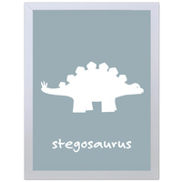 Stegosaurus (Blue, 297 x 420mm, White Frame)