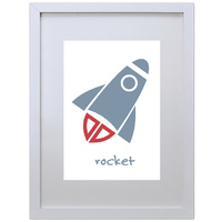 Rocket (Blue, 210 x 297mm, White Frame)