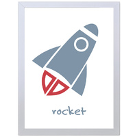 Rocket (Blue, 297 x 420mm, White Frame)