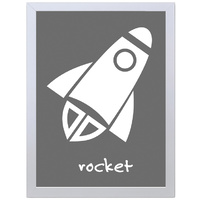 Rocket (Grey, 297 x 420mm, White Frame)