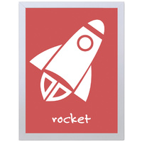 Rocket (Red, 297 x 420mm, White Frame)