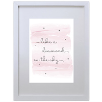 Like A Diamond In The Sky (Pink, 210 x 297mm, White Frame)