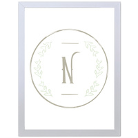 Letter N Initial (297 x 420mm, White Frame)