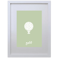 Golf (Green, 210 x 297mm, White Frame)