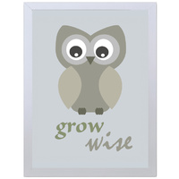 Grow Wise Little Owl (297 x 420mm, White Frame)