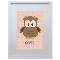 The Owl (210 x 297mm, White Frame)