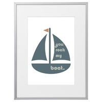 Sailboat You Rock My Boat (210 x 297mm, White Frame)