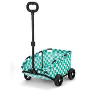 Green Lattice Compact Foldable Pet Stroller for Dogs and Cats Lightweight Travel