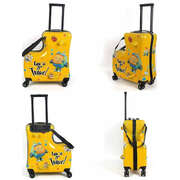 Yellow Kids Ride-On Luggage - 20-Inch Cartoon Travel Suitcase with Footrest