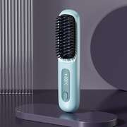 Blue Wireless Hair Straightening Brush - Compact And Rechargeable Styling Tool