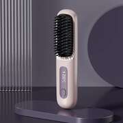 Purple Wireless Hair Straightening Brush - Compact And Rechargeable Styling Tool